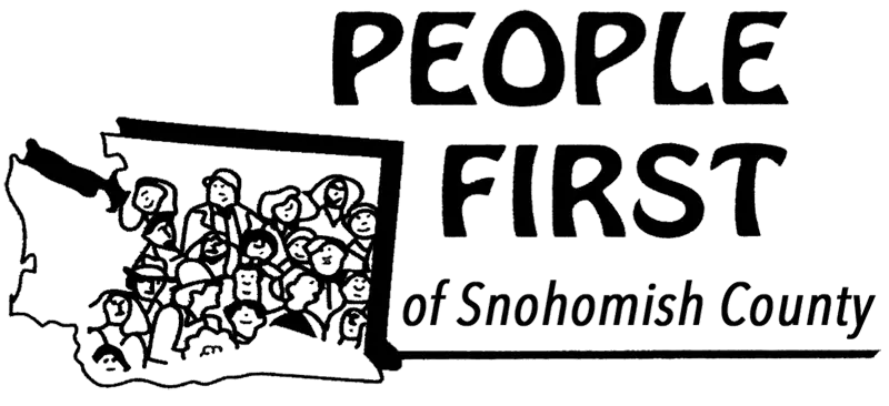 Link to Snohomish County Chapter meeting. The image shows the People First logo with Snohomish County written in place of Washington. 